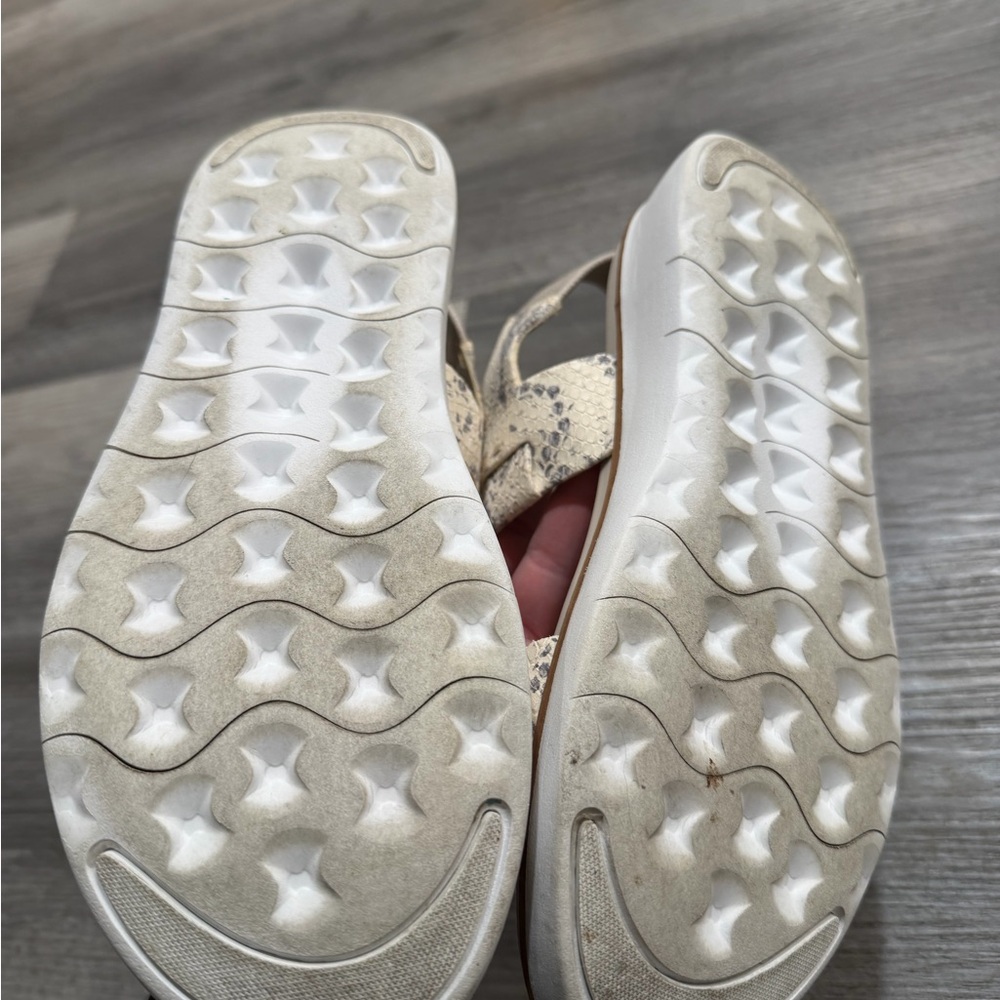 Cole Haan Zerogrand Double Band Cream and Gray Snake Print Sandals - Picture 10 of 14